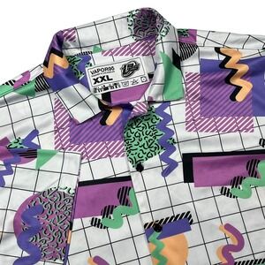 Vapor95 Button Up Shirt Mens XXL Multicolor Memphis Design 80s 90s Retro Print